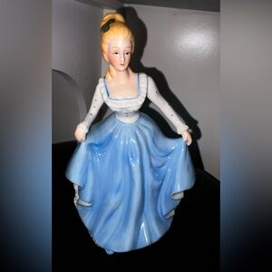 Vintage Victorian Lady Dancing Porcelain Figurine Polka Dot Ball Gown
